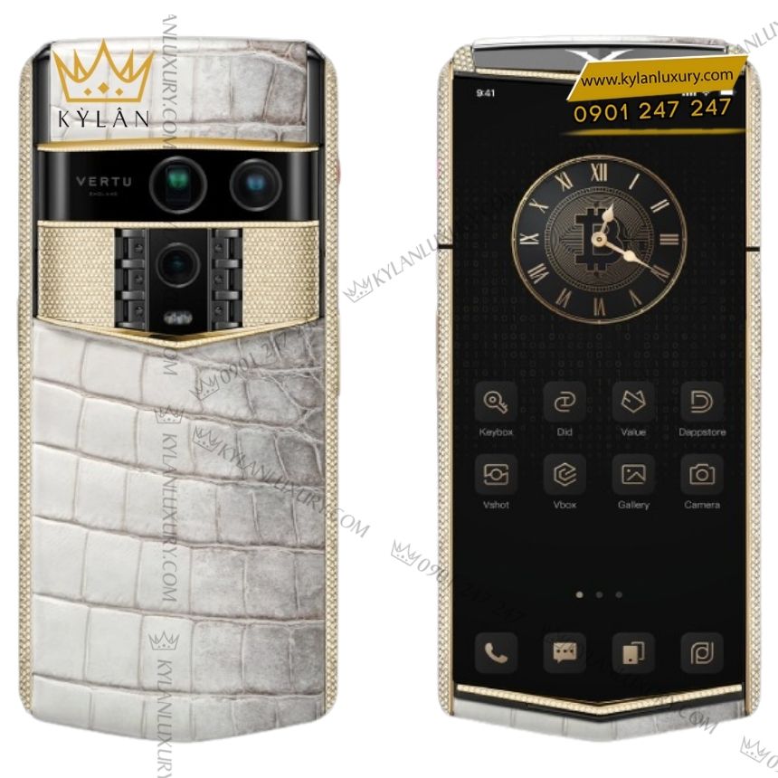 Kỳ Lân Luxury vertu agent q himalaya gold full diamond 1tb 2 Điện thoại Vertu Agent Q Himalaya Gold Full Diamond 1TB