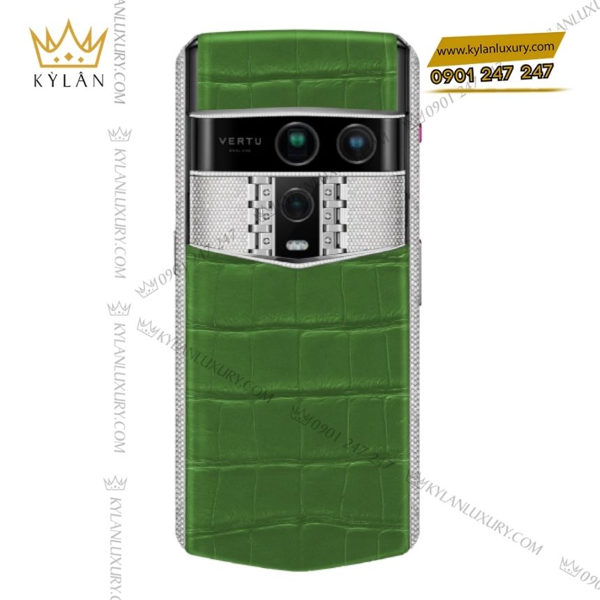 Kỳ Lân Luxury vertu agent silver full diamond bamboo green 1tb 3 Đồng hồ Vertu Agent Q Alligator Silver Full Diamond Bamboo Green 1TB