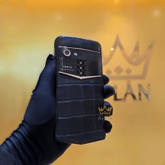 Điện thoại Vertu Aster P Alligator custom vàng hồng đính kim cương