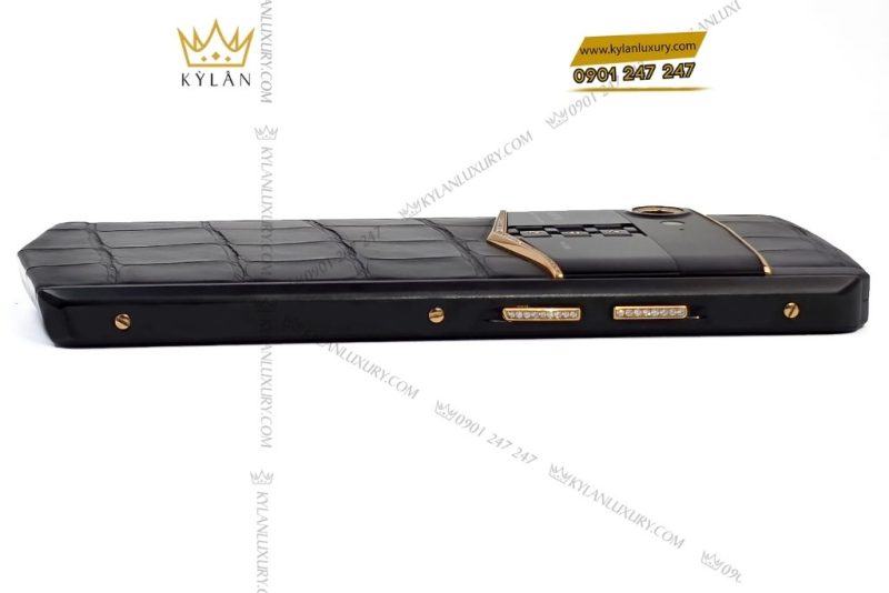 Điện thoại Vertu Aster P Alligator custom vàng hồng đính kim cương