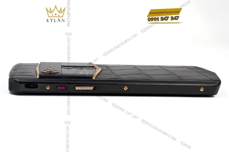 Điện thoại Vertu Aster P Alligator custom vàng hồng đính kim cương