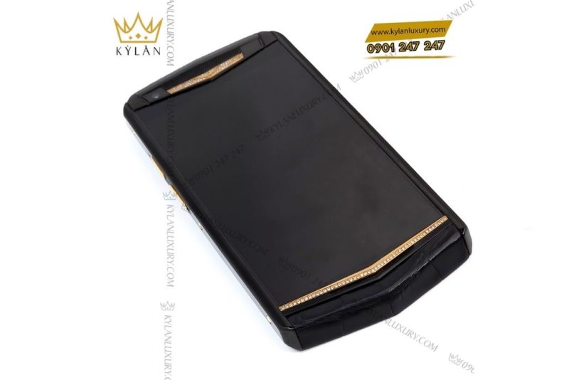 Điện thoại Vertu Aster P Alligator custom vàng hồng đính kim cương