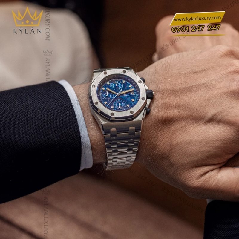 Đồng hồ Royal Oak Offshore Chronograph bản thép mặt số xanh 42mm