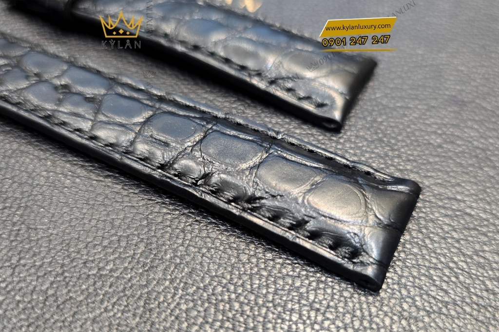 Dây đồng hồ Chopard da cá sấu đen 4 Kỳ Lân Luxury 5 6 Dây đồng hồ Chopard da cá sấu đen