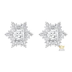 Bông tai vàng trắng Au750 đính kim cương