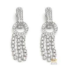 Bông tai vàng trắng Au750 đính kim cương