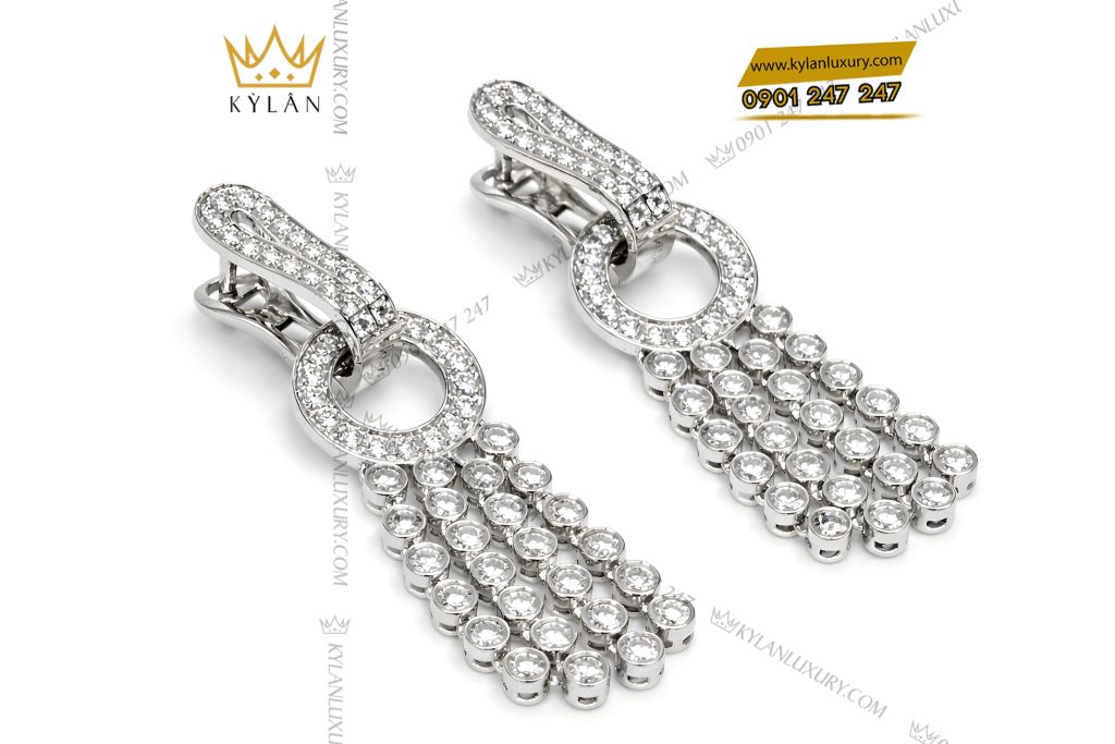 Kỳ Lân Luxury Bong tai vang trang Au750 dinh kim cuong 3 3 Bông tai vàng trắng Au750 đính kim cương