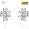 Bông tai vàng trắng Au750 đính kim cương