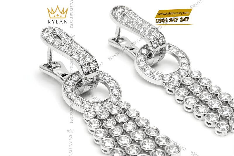 Bông tai vàng trắng Au750 đính kim cương