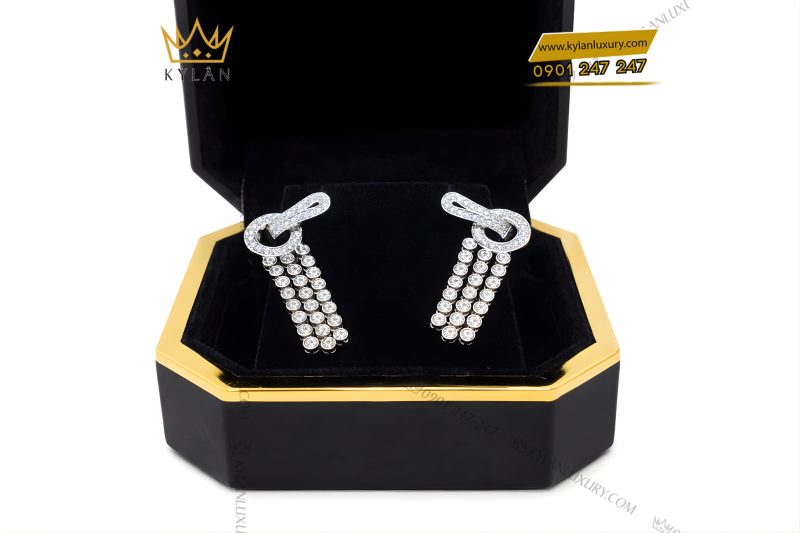 Bông tai vàng trắng Au750 đính kim cương