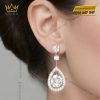 Bông tai vàng trắng Au750 đính kim cương