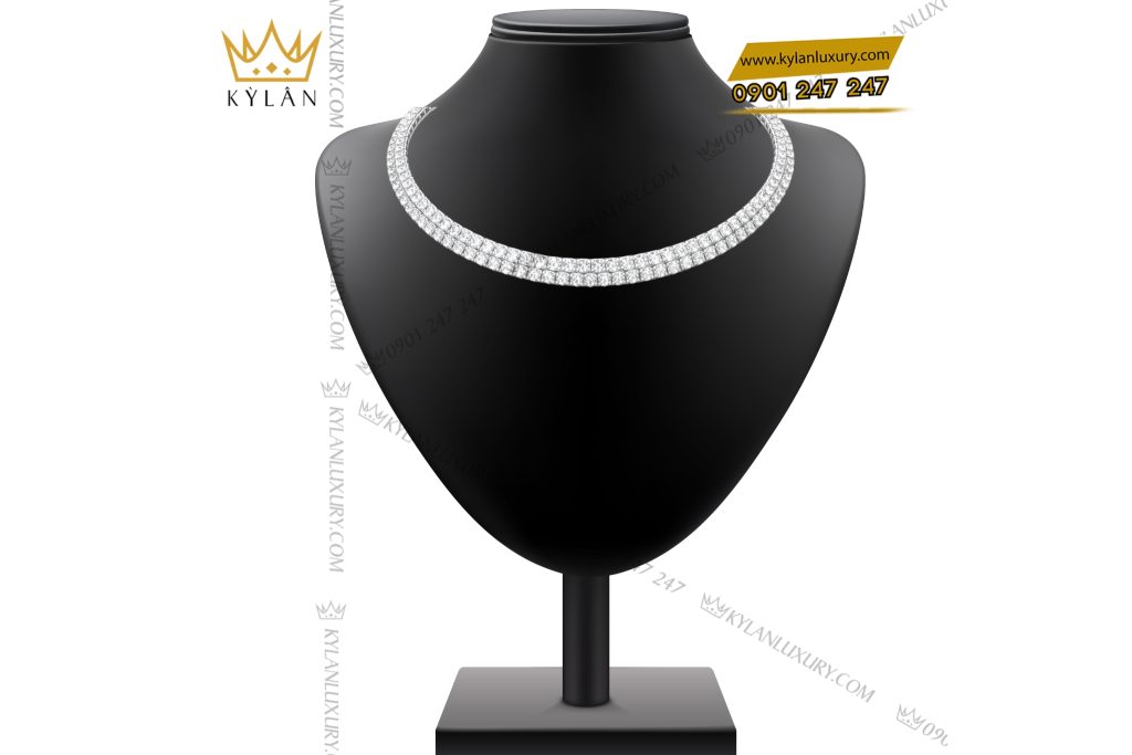 Kỳ Lân Luxury Day chuyen Tennis vang trang Au750 dinh kim cuong 2 Dây chuyền Tennis vàng trắng Au750 đính kim cương 