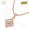 Dây chuyền vàng hồng Au750 đính kim cương