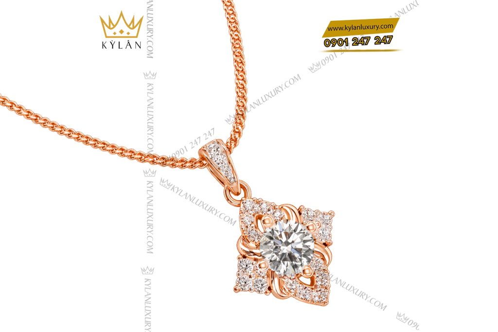 Dây chuyền vàng hồng Au750 đính kim cương 11 Kỳ Lân Luxury Day chuyen vang hong Au750 dinh kim cuong 6 Dây chuyền vàng hồng Au750 đính kim cương