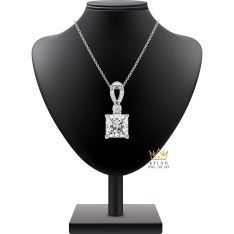 Dây chuyền vàng trắng Au750 đính kim cương