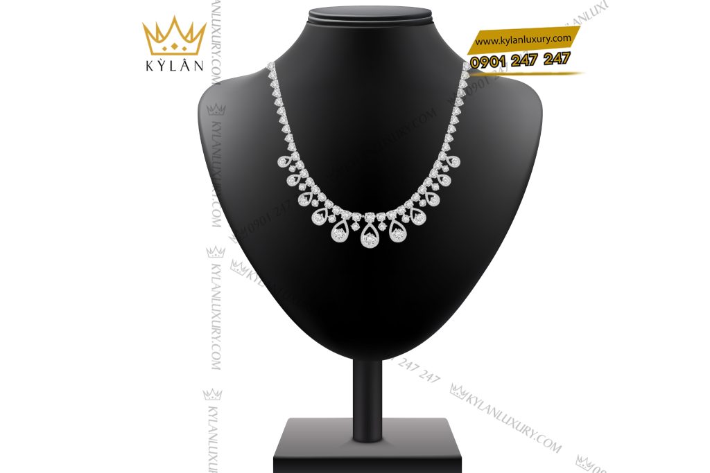 Kỳ Lân Luxury Day chuyen vang trang Au750 dinh kim cuong 2 Dây chuyền vàng trắng Au750 đính kim cương