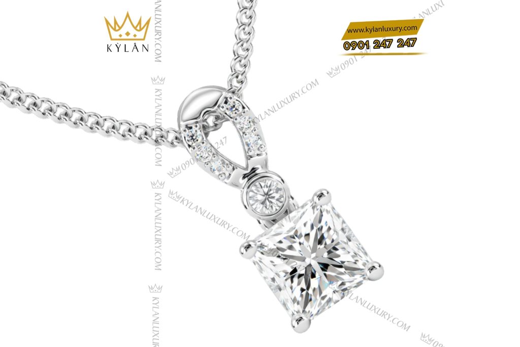 Dây chuyền vàng trắng Au750 đính kim cương 4 Dây chuyền vàng trắng Au750 đính kim cương