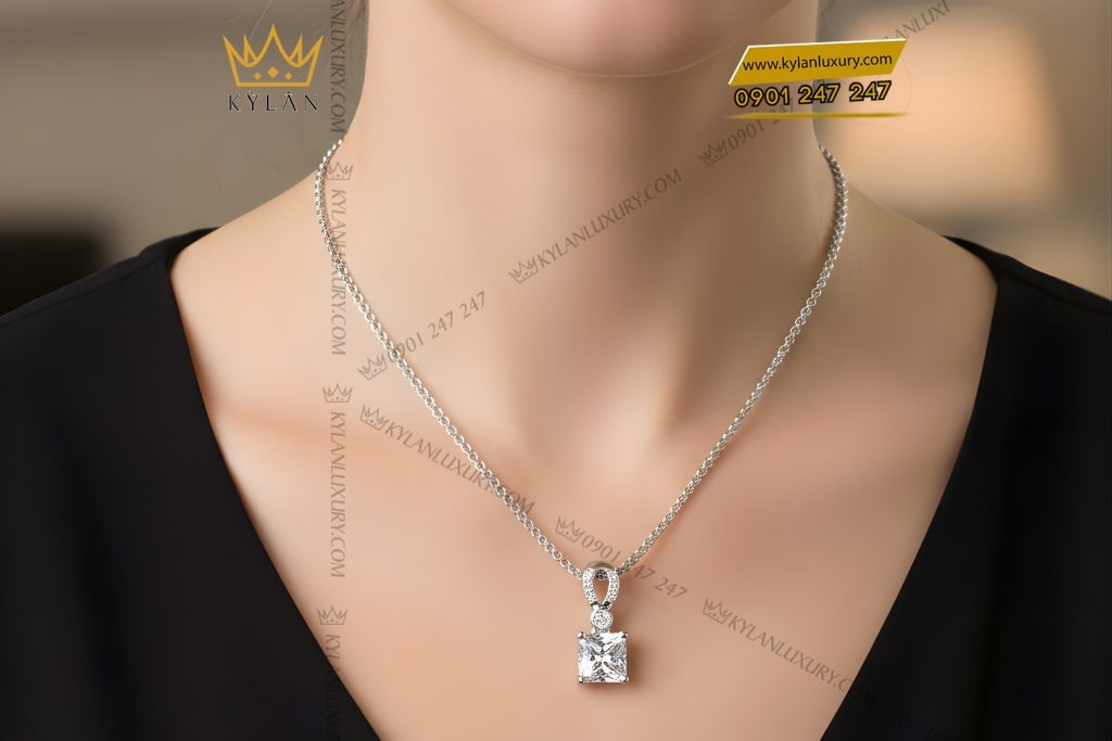Dây chuyền vàng trắng Au750 đính kim cương 5 Dây chuyền vàng trắng Au750 đính kim cương