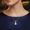 Dây chuyền vàng trắng Au750 đính kim cương