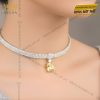 Dây chuyền vàng trắng Au750 đính kim cương và đá quý vàng