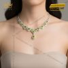 Dây chuyền vàng trắng Au750 đính kim cương và đá quý xanh