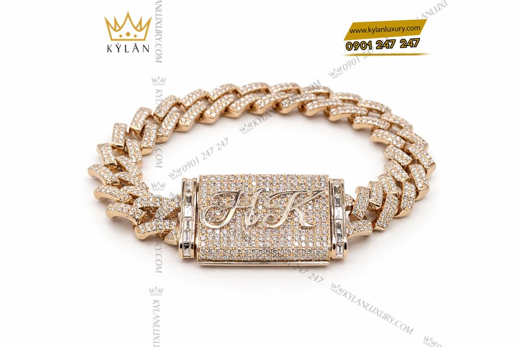 Kỳ Lân Luxury Lac tay HK vang hong Au750 dinh kim cuong 2 Lắc tay HK vàng hồng Au750 đính kim cương