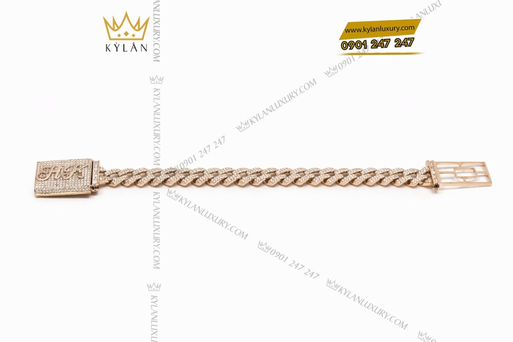 Kỳ Lân Luxury Lac tay HK vang hong Au750 dinh kim cuong 4 Lắc tay HK vàng hồng Au750 đính kim cương
