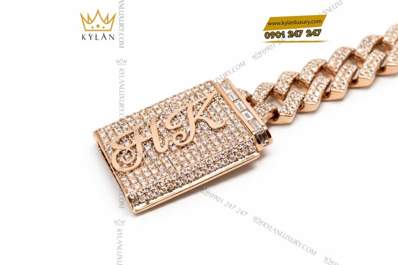 Lắc tay HK vàng hồng Au750 đính kim cương