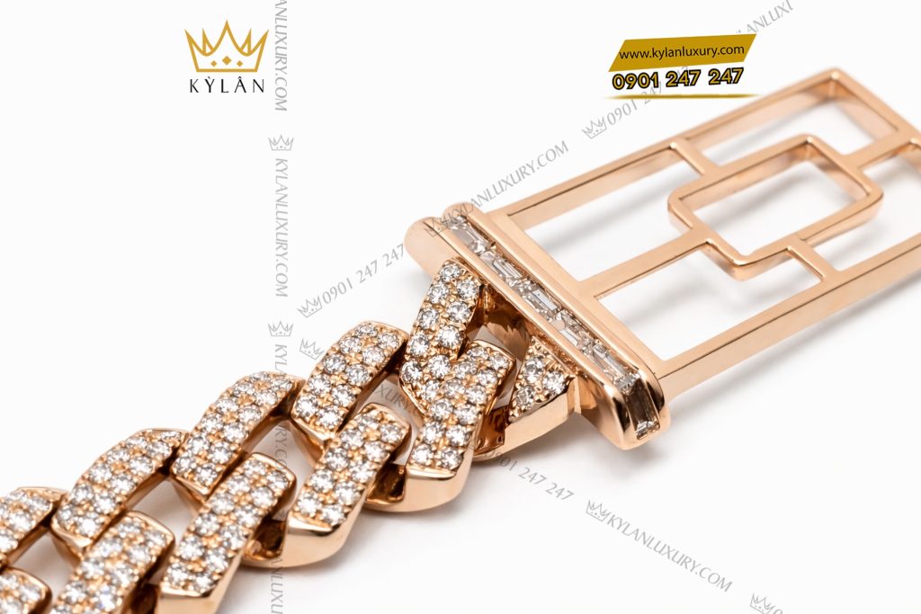 Lắc tay HK vàng hồng Au750 đính kim cương