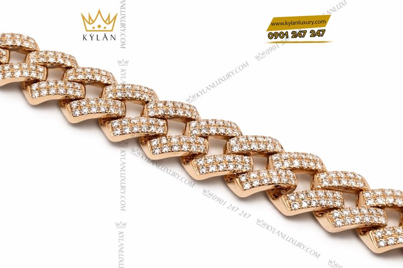 Lắc tay HK vàng hồng Au750 đính kim cương