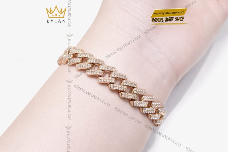 Lắc tay HK vàng hồng Au750 đính kim cương