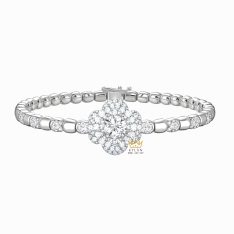 Lắc tay vàng trắng Au750 đính kim cương