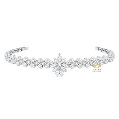 Lắc tay vàng trắng Au750 đính kim cương