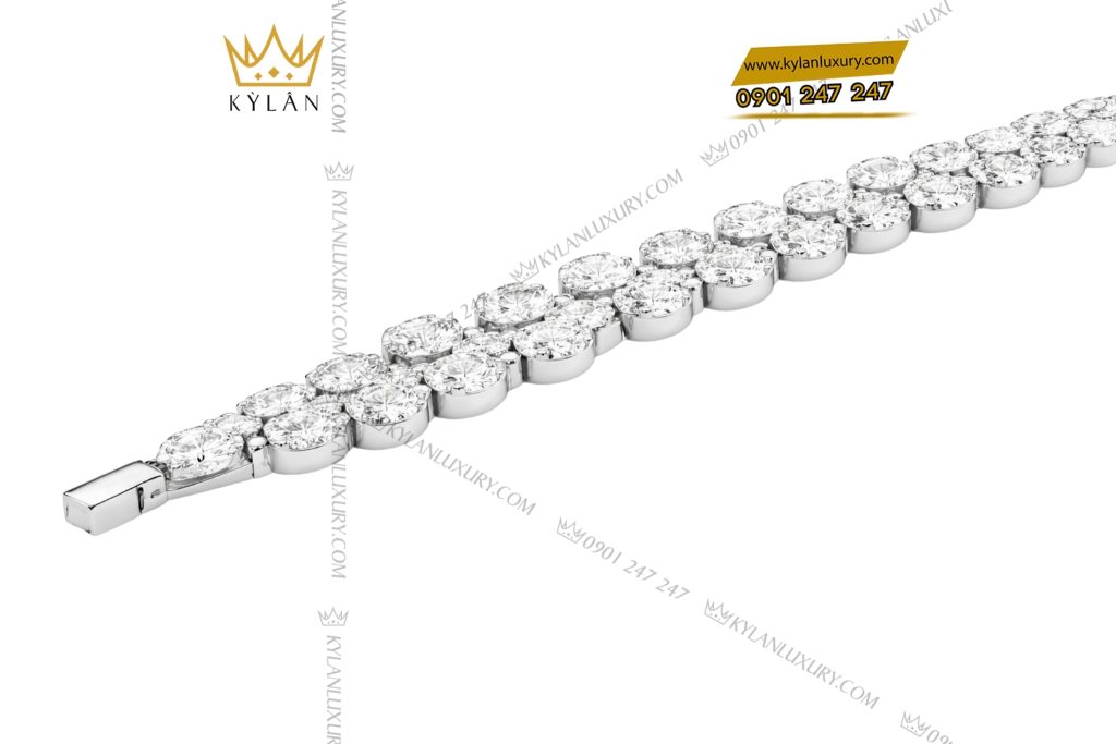 Lắc tay vàng trắng Au750 đính kim cương
