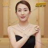 Lắc tay vàng trắng Au750 đính kim cương
