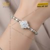 Lắc tay vàng trắng Au750 đính kim cương