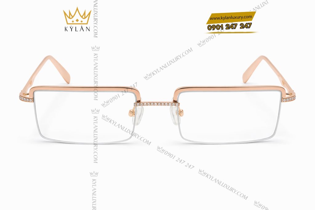 Kỳ Lân Luxury Mat kinh vang hong Au750 dinh kim cuong 1 Mắt kính vàng hồng Au750 đính kim cương