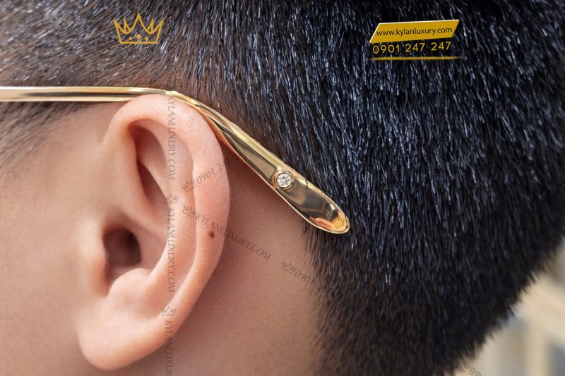 Mắt kính vàng hồng Au750 đính kim cương