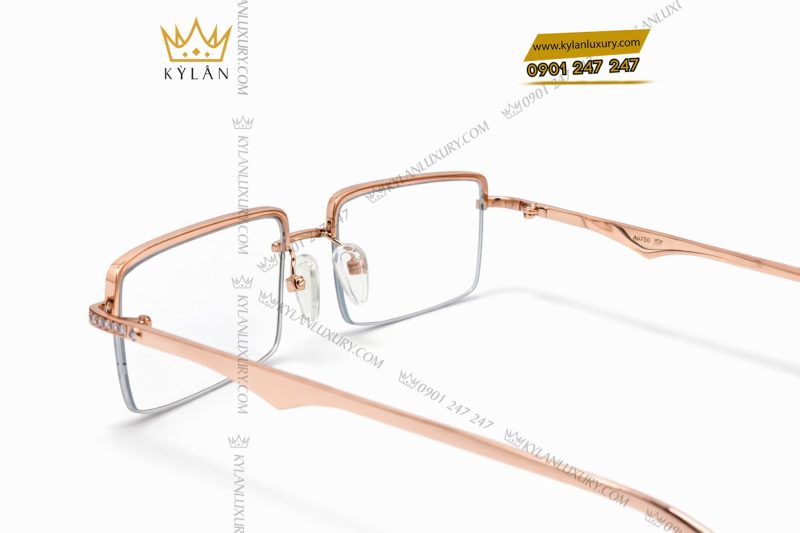 Mắt kính vàng hồng Au750 đính kim cương