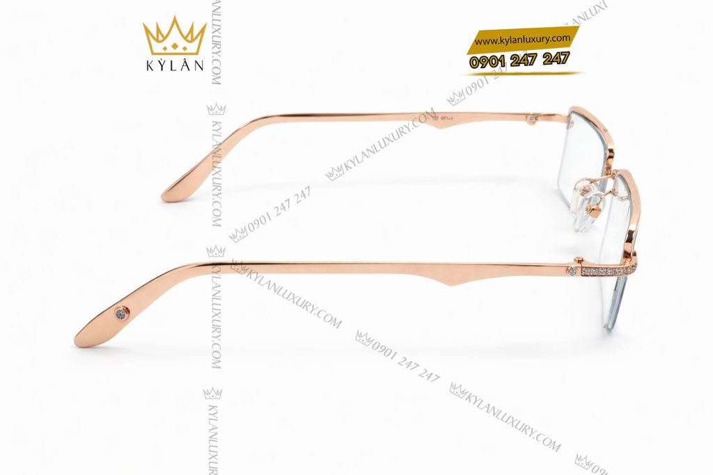 Kỳ Lân Luxury Mat kinh vang hong Au750 dinh kim cuong 5 Mắt kính vàng hồng Au750 đính kim cương