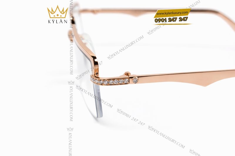 Mắt kính vàng hồng Au750 đính kim cương