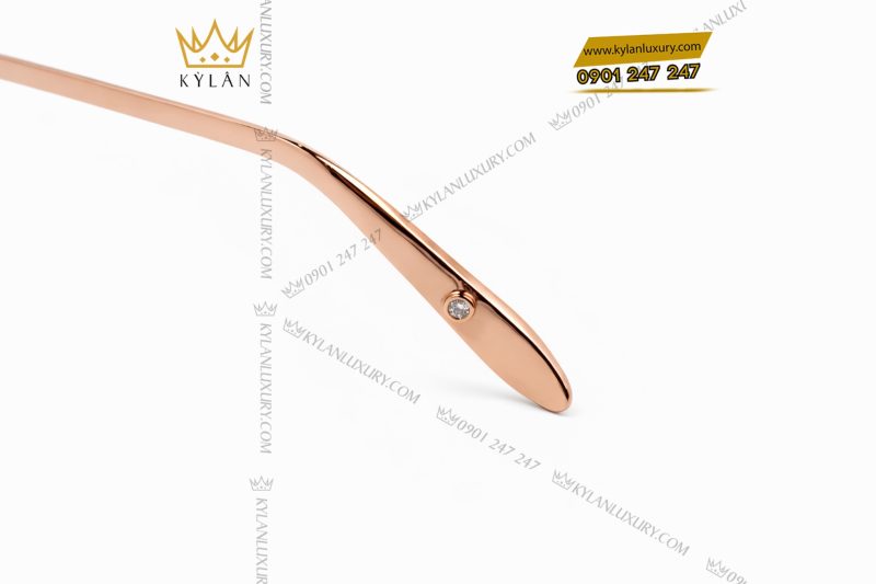 Mắt kính vàng hồng Au750 đính kim cương