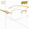 Mắt kính vàng hồng Au750 đính kim cương và đá quý Rainbow