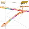 Mắt kính vàng hồng Au750 đính kim cương và đá quý Rainbow