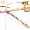 Mắt kính vàng hồng Au750 đính kim cương và đá quý Rainbow