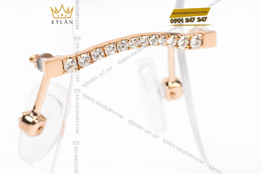 Mắt kính vàng hồng Au750 đính kim cương và đá quý Rainbow