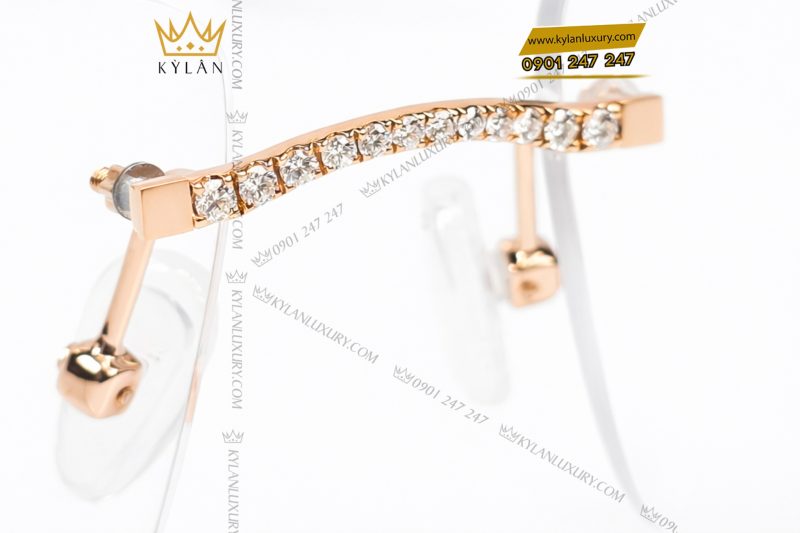 Mắt kính vàng hồng Au750 đính kim cương và đá quý Rainbow