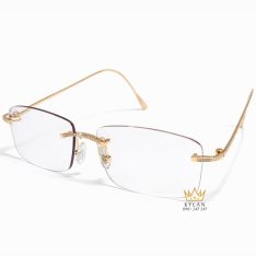 Mắt kính vàng hồng Au750 đính kim cương và viên chủ 3ly9