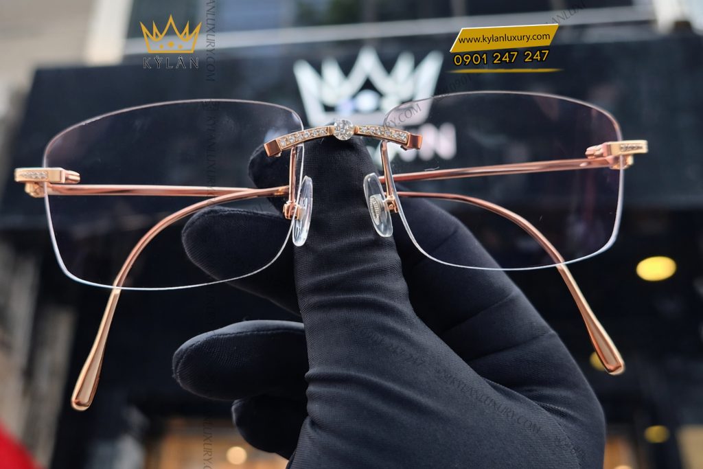 Kỳ Lân Luxury Mat kinh vang hong Au750 dinh kim cuong va vien chu 3ly9 10 Mắt kính vàng hồng Au750 đính kim cương và viên chủ 3ly9