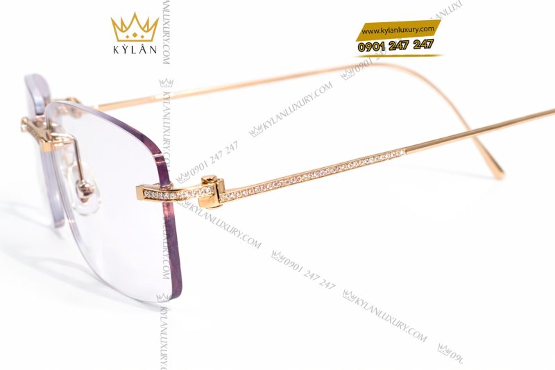 Mắt kính vàng hồng Au750 đính kim cương và viên chủ 3ly9